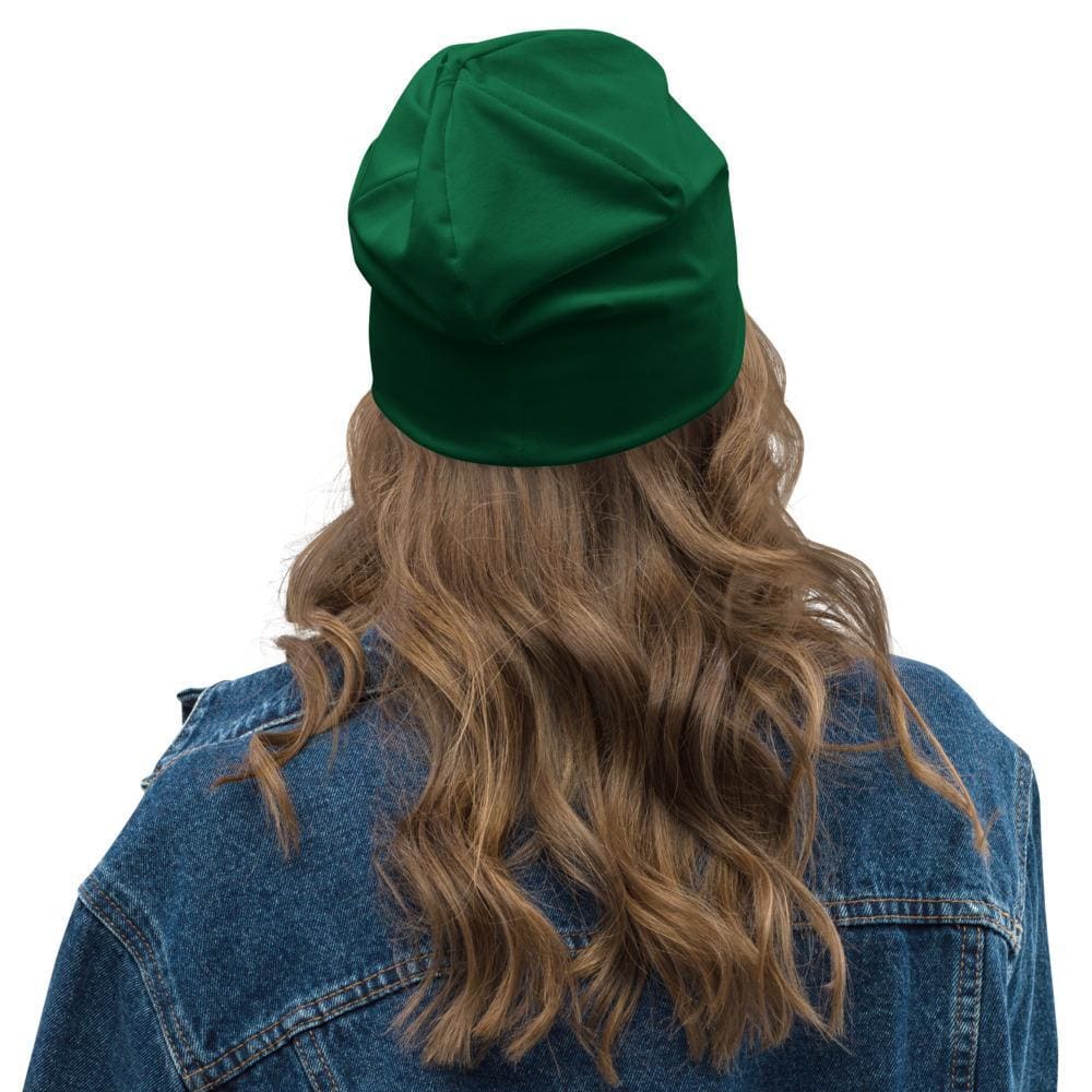 Beanie Hat - Dark Green Slouchy Beanie Prayer Warrior Print Men/women
